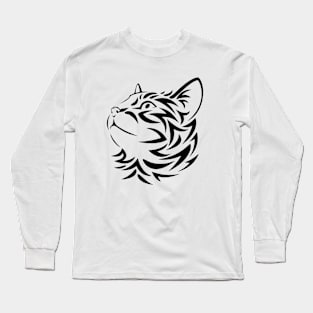 Tribal Cat Design Long Sleeve T-Shirt